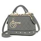 Women'S Handbag Quilted Handbag Studded Handbag Black Handbag Gold Toned - White - Size 25-13-16