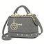 Women'S Handbag Quilted Handbag Studded Handbag Black Handbag Gold Toned - White - Size 25-13-16