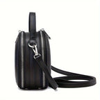 Ladies Handbag Round Handbag Croc-Embossed Handbag Tassel Handbag High-Quality - Black - Size L