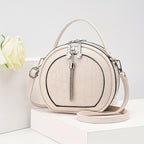 Ladies Handbag Round Handbag Croc-Embossed Handbag Tassel Handbag High-Quality - Burgundy - Size L