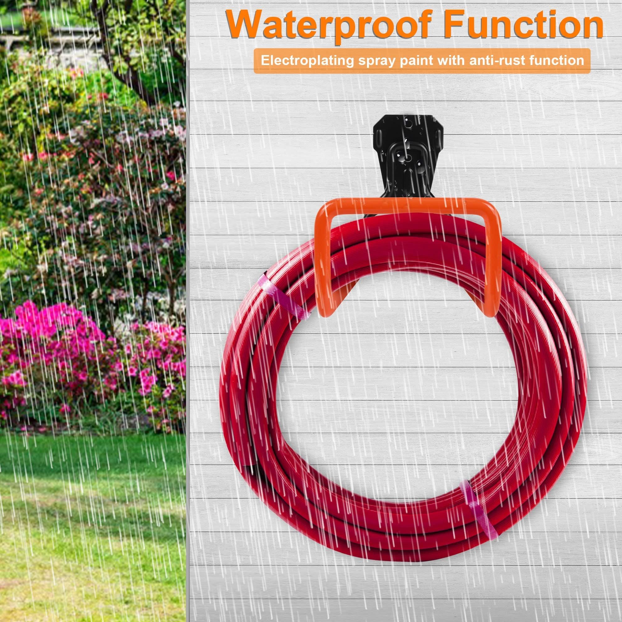 Metal Hose Reel,Hose Holder Hose Hanger Heavy Duty Hose Holders Wall Mount, Hook for Garden Hose/Expandable Hose/Water Hose/Pocket Hose/Flexable Hose（orange）