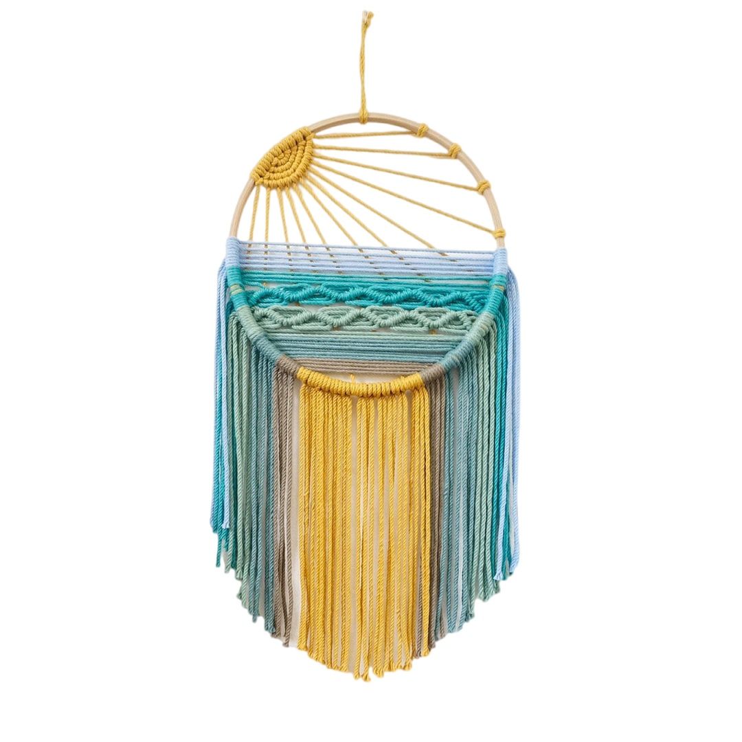 Sun Wall Decor- Boho Wall Hanging Tapestry Sunset Wall Art, Boho Woven Tapestries Big  Colorful Decor for Bedroom Living Room Nursery (Blue Sunset) Main image
