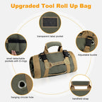 Tool Roll Bag, Small Roll Up Tool Bag with Detachable Pouches, Heavy Duty Roll Up Tool Bag Organizer, Tool Storage Kit for Mechanic & Electrician, Gifts for Men (Green)