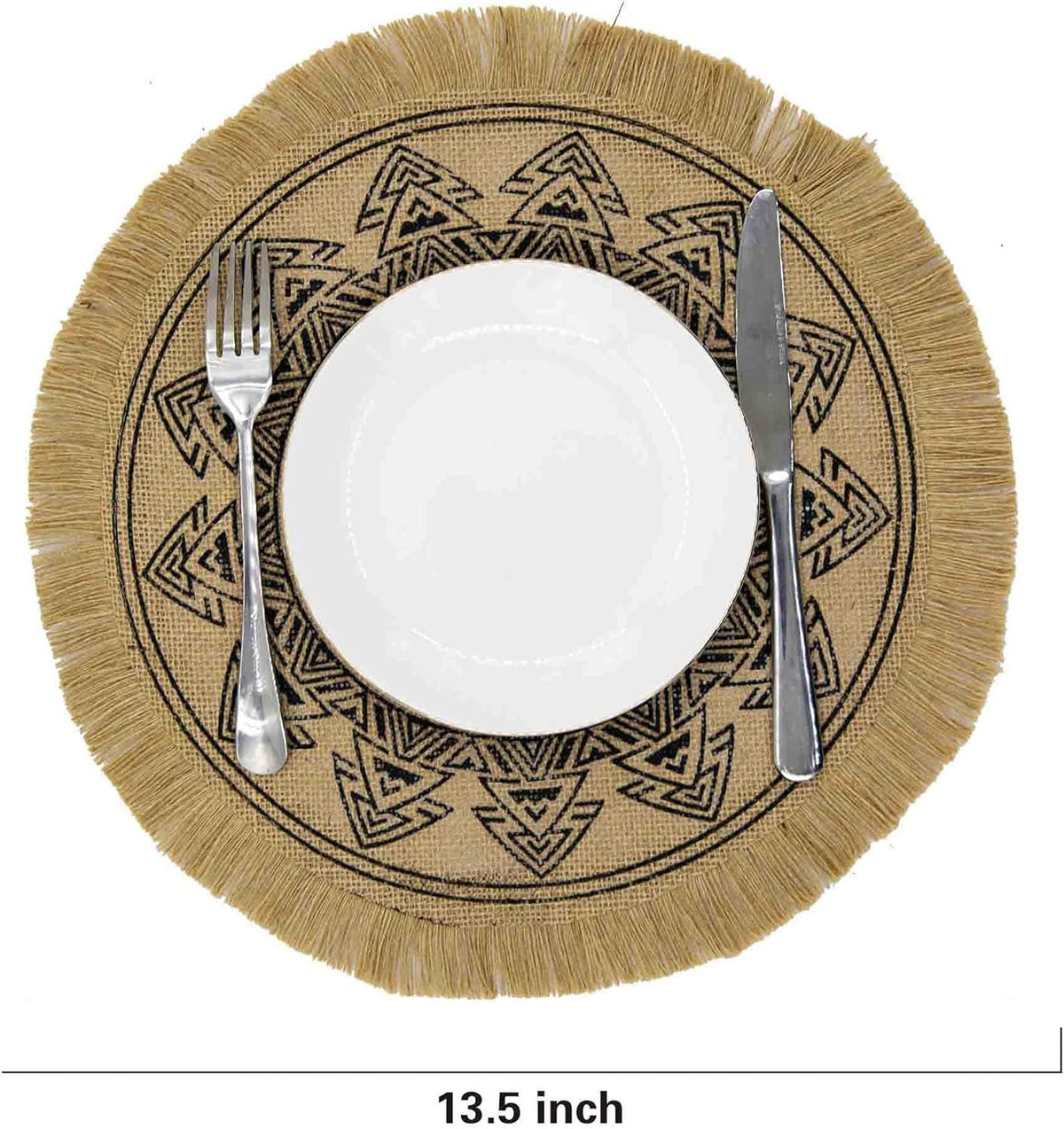 Round Placemats Set of 4, Dining Winter Modern Dinner Braided Beige Boho Round Table and Fall Circle Placemats Boho Tassels