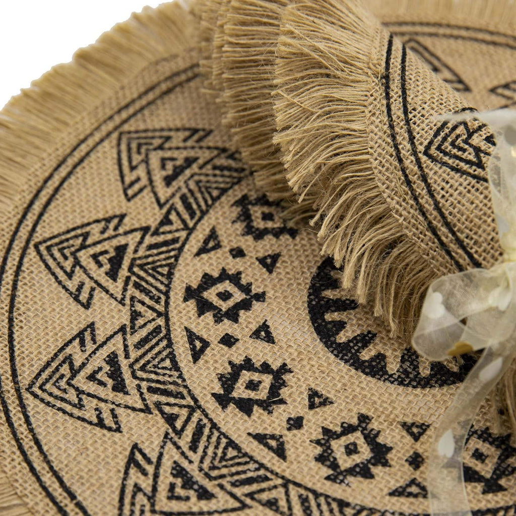 Round Placemats Set of 4, Dining Winter Modern Dinner Braided Beige Boho Round Table and Fall Circle Placemats Boho Tassels