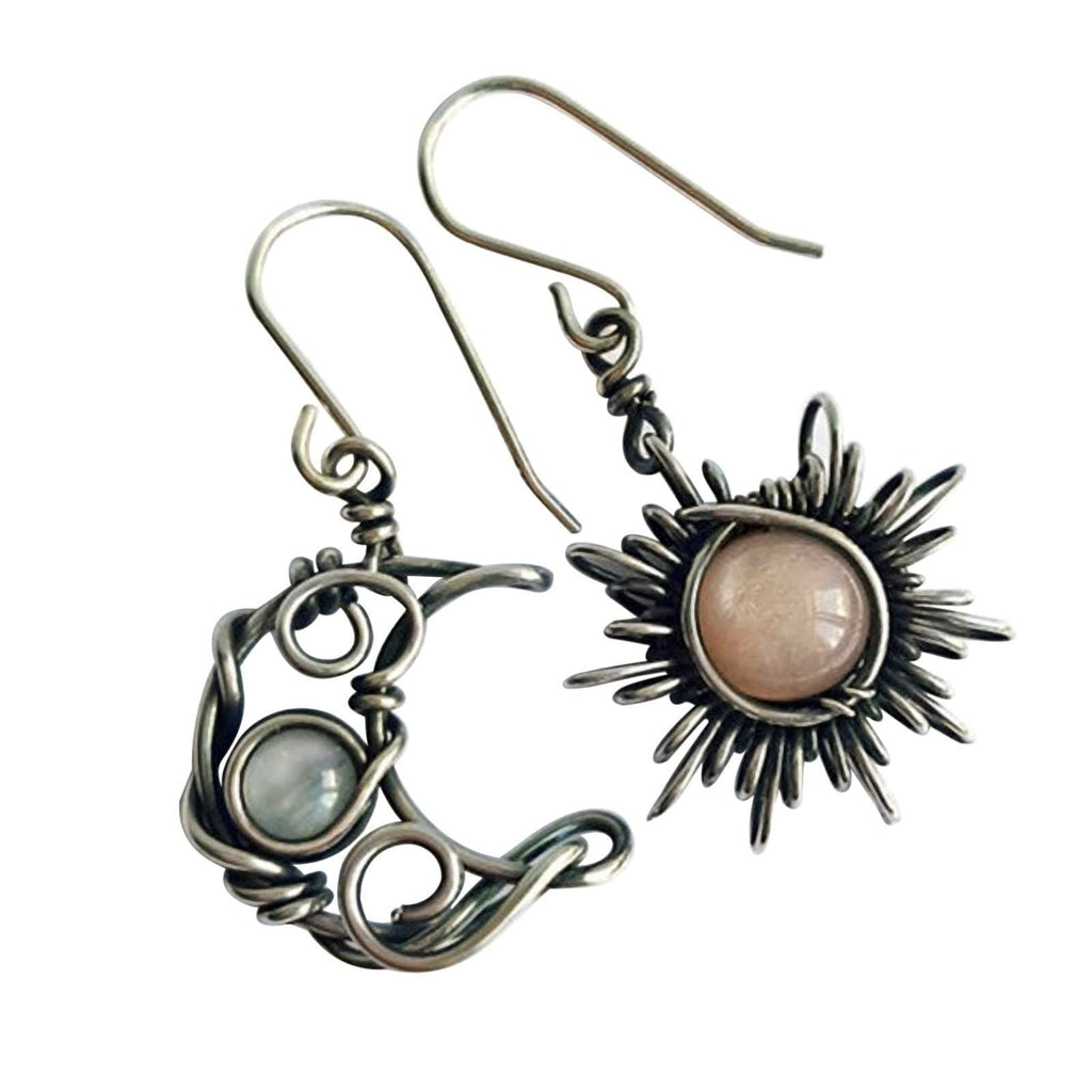 Boho Sun Moon and Stars Drop Dangle Earrings,Bohemian Statement Earrings for Women Girls Asymmetrical Celestial Jewelry Gift