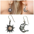 Boho Sun Moon and Stars Drop Dangle Earrings,Bohemian Statement Earrings for Women Girls Asymmetrical Celestial Jewelry Gift