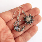 Boho Sun Moon and Stars Drop Dangle Earrings,Bohemian Statement Earrings for Women Girls Asymmetrical Celestial Jewelry Gift