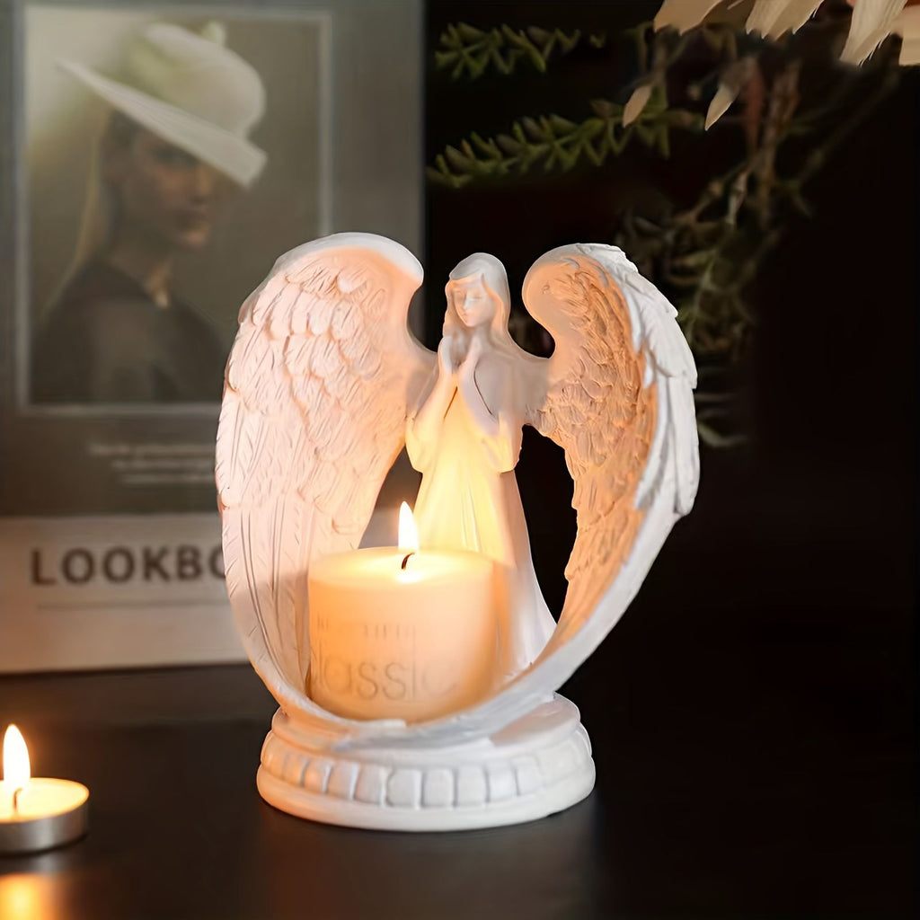Cosy Resin Angel Figurine Candle Holder, Praying Angel Figurine, Stylish Tea Light Holder, Angel Ornament, Ornament for Home