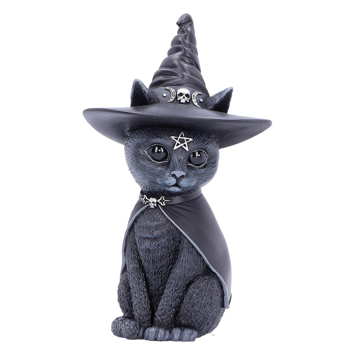 Witches Hat Occult Cat Figurine, 13.5cm,Scarily adorable bewitching cat figurine.Lovingly hand-painted. Black
