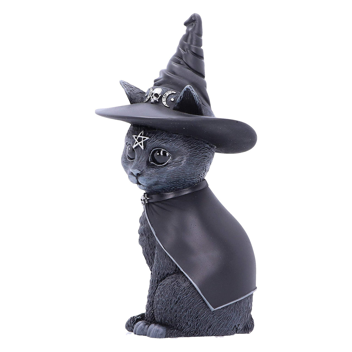 Witches Hat Occult Cat Figurine, 13.5cm,Scarily adorable bewitching cat figurine.Lovingly hand-painted. Black