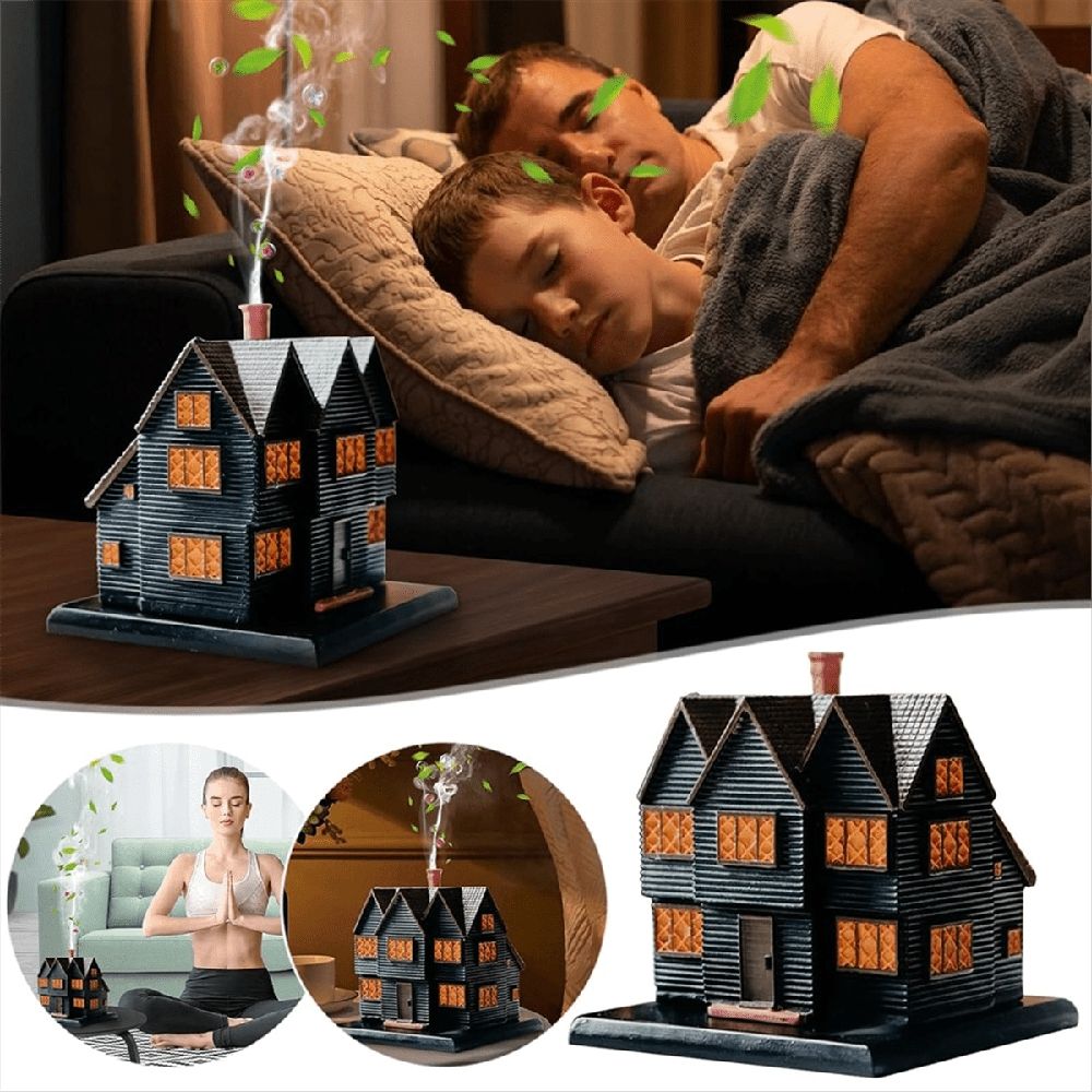 Salems Witch House Incense Burner Massachusetts Witch House for Halloween Christmas Vacation Ornament Incense Burner1PCS