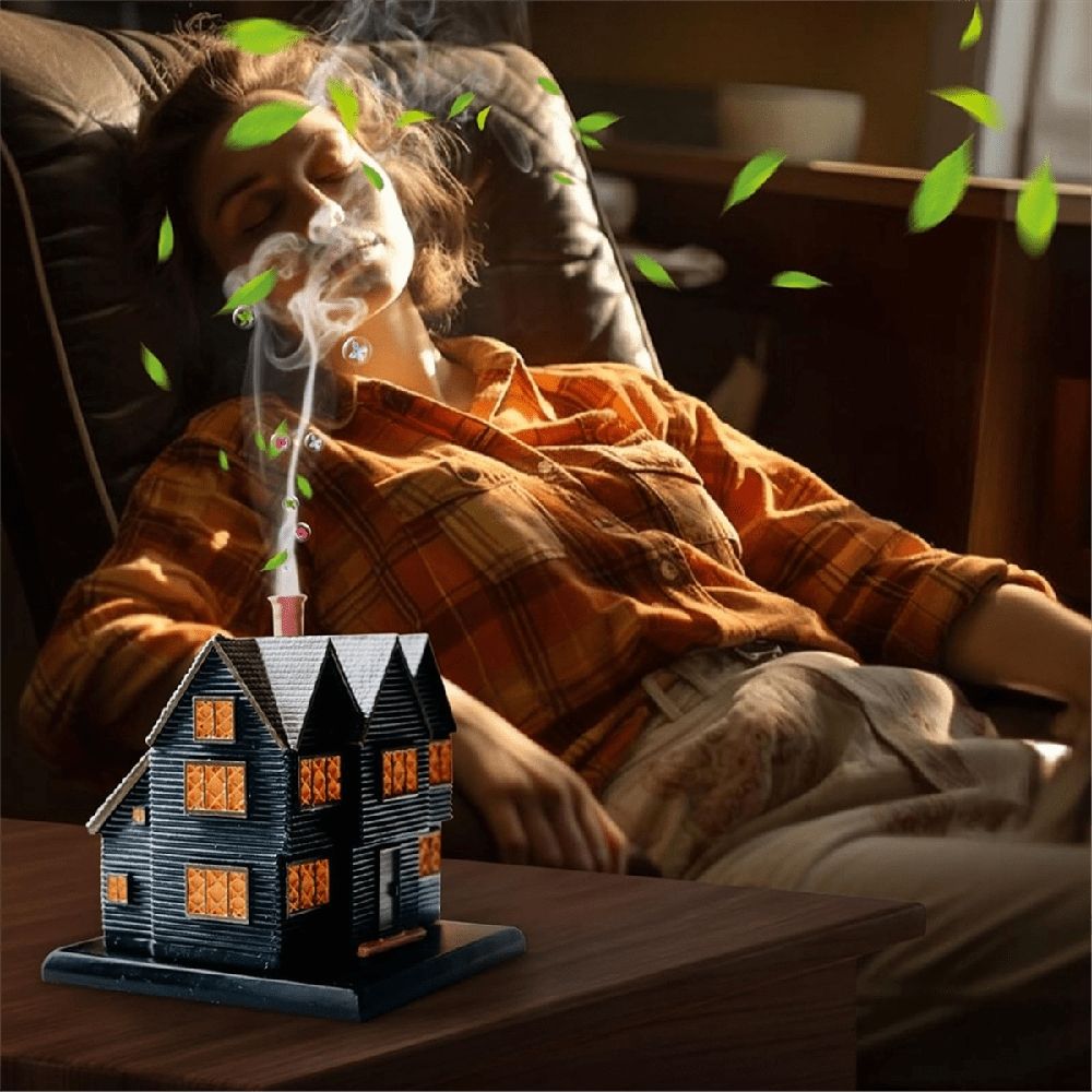 Salems Witch House Incense Burner Massachusetts Witch House for Halloween Christmas Vacation Ornament Incense Burner1PCS