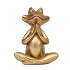 Gold Ceramic Frog Statue, Frog Figurines Yoga Zen Decor, Yoga Statues Meditation Small Shelf Decor items, Tiny Gifts for Bathroom and Shelf Decor Accen