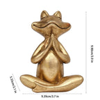 Gold Ceramic Frog Statue, Frog Figurines Yoga Zen Decor, Yoga Statues Meditation Small Shelf Decor items, Tiny Gifts for Bathroom and Shelf Decor Accen