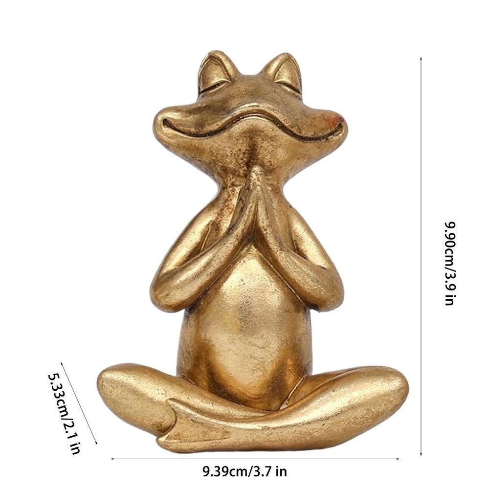 Gold Ceramic Frog Statue, Frog Figurines Yoga Zen Decor, Yoga Statues Meditation Small Shelf Decor items, Tiny Gifts for Bathroom and Shelf Decor Accen