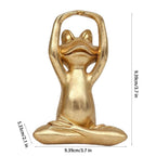 Gold Ceramic Frog Statue, Frog Figurines Yoga Zen Decor, Yoga Statues Meditation Small Shelf Decor items, Tiny Gifts for Bathroom and Shelf Decor Accen