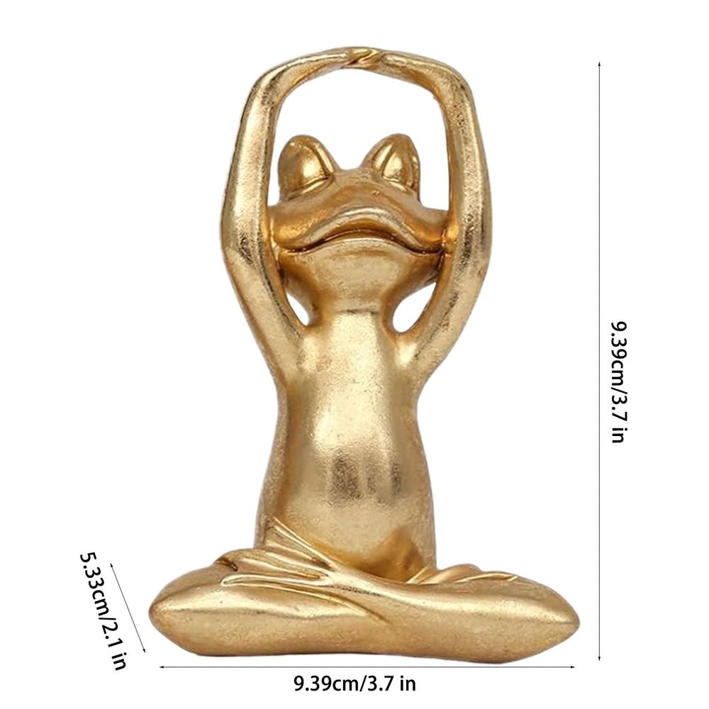 Gold Ceramic Frog Statue, Frog Figurines Yoga Zen Decor, Yoga Statues Meditation Small Shelf Decor items, Tiny Gifts for Bathroom and Shelf Decor Accen
