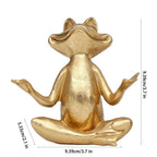 Gold Ceramic Frog Statue, Frog Figurines Yoga Zen Decor, Yoga Statues Meditation Small Shelf Decor items, Tiny Gifts for Bathroom and Shelf Decor Accen