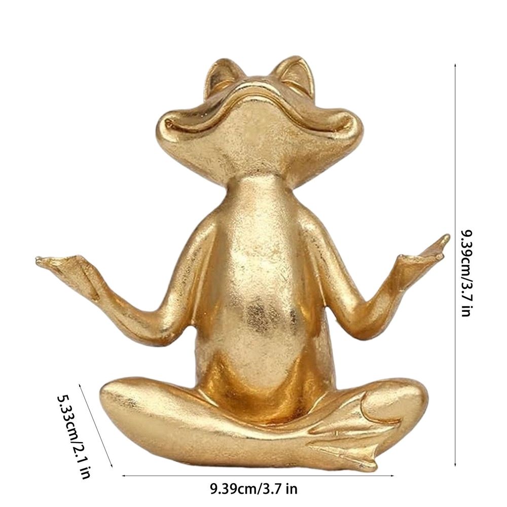 Gold Ceramic Frog Statue, Frog Figurines Yoga Zen Decor, Yoga Statues Meditation Small Shelf Decor items, Tiny Gifts for Bathroom and Shelf Decor Accen