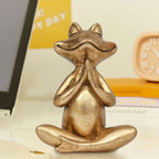 Gold Ceramic Frog Statue, Frog Figurines Yoga Zen Decor, Yoga Statues Meditation Small Shelf Decor items, Tiny Gifts for Bathroom and Shelf Decor Accen