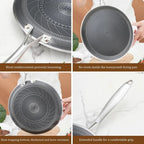26cm Stainless Steel Crepe Pan Non-Stick Pan Honeycomb Coating Frying Pan Pizza6299