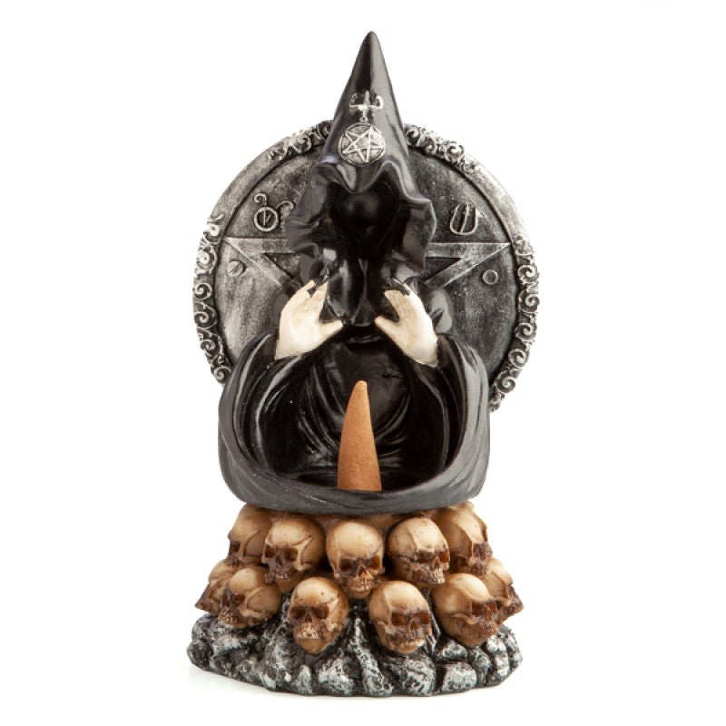 Hooded Baphomet & Skulls Backflow Incense Burner Main image