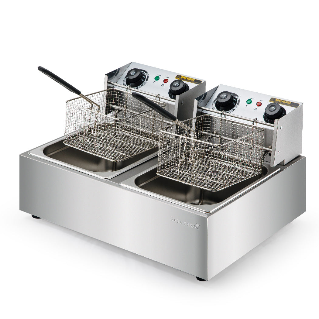 EuroChef Commercial Electric Deep Fryer Twin Frying Basket Chip Cooker Fry Hauptbild