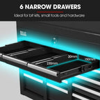 Bullet Pro 9 Drawer Tool Box Chest, Organiser Mechanic Garage Storage Toolbox Set - Black