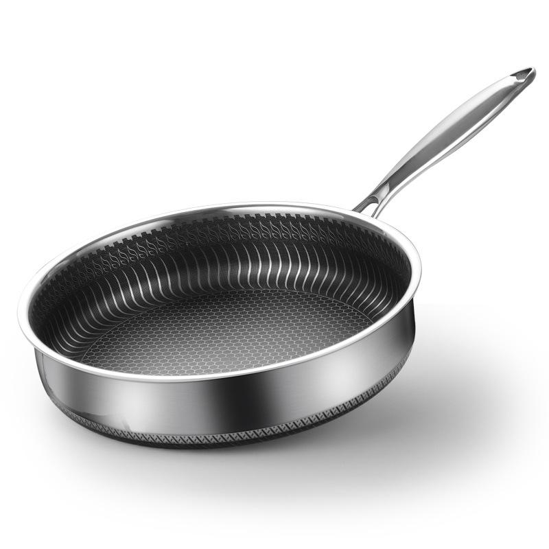 304 Stainless Steel Frying Pan Non-Stick Cooking Frypan Cookware 28cm Honeycomb Double Sided without lid Hauptbild
