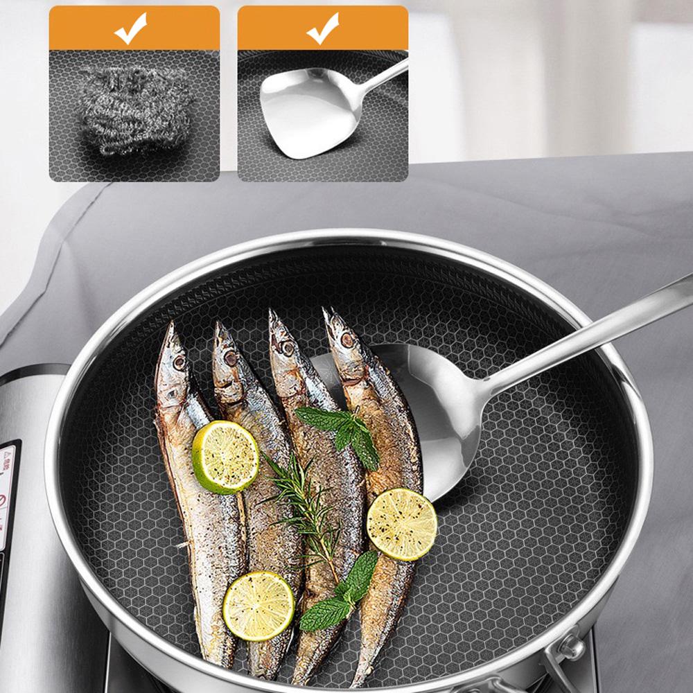 Stainless Steel Frying Pan Non-Stick Cooking Frypan Cookware 28cm Honeycomb Single Sided Secondary image