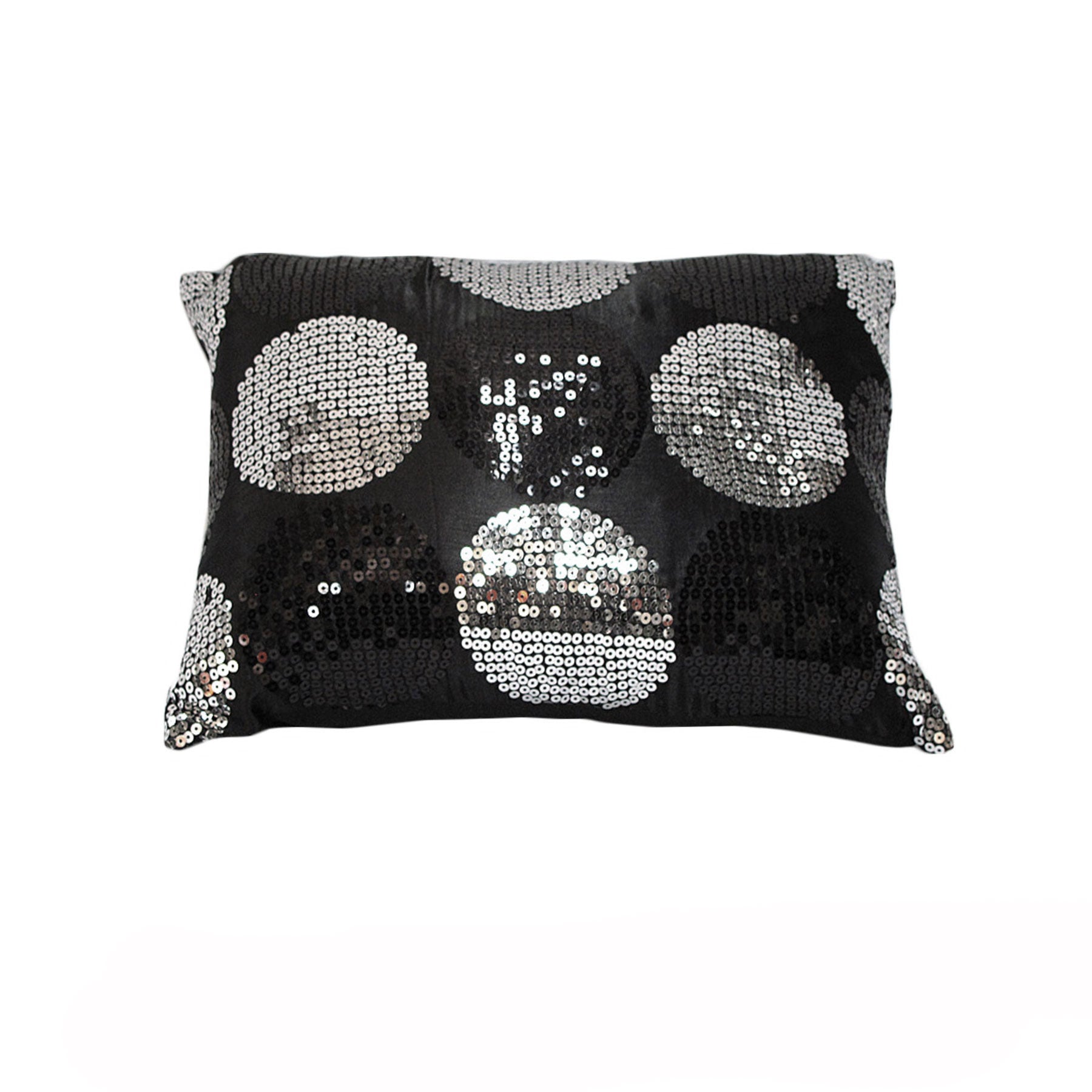 Sequined Black Silver Breakfast Filled Cushion Main image