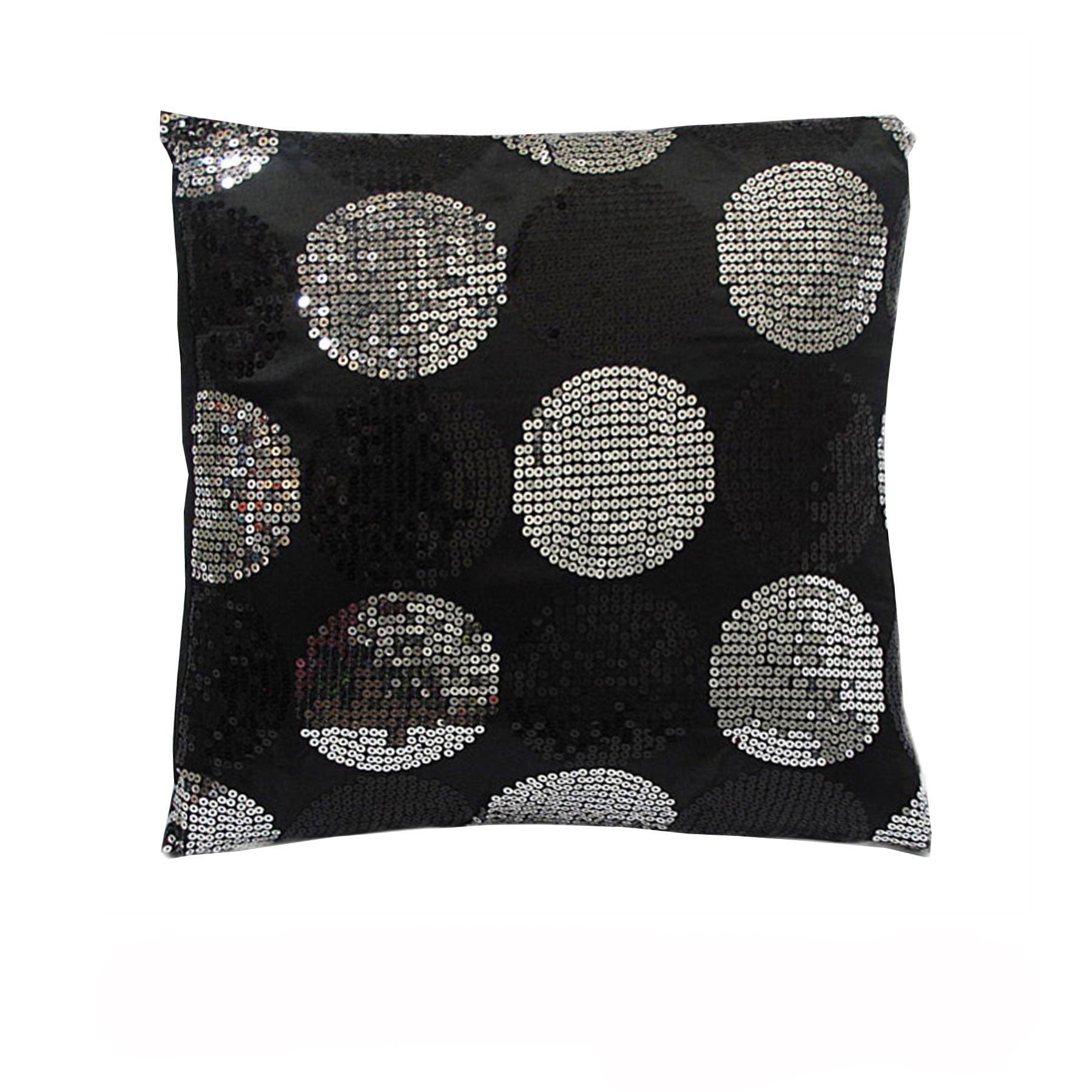 Sequined Black Silver Squared Filled Cushion Main image