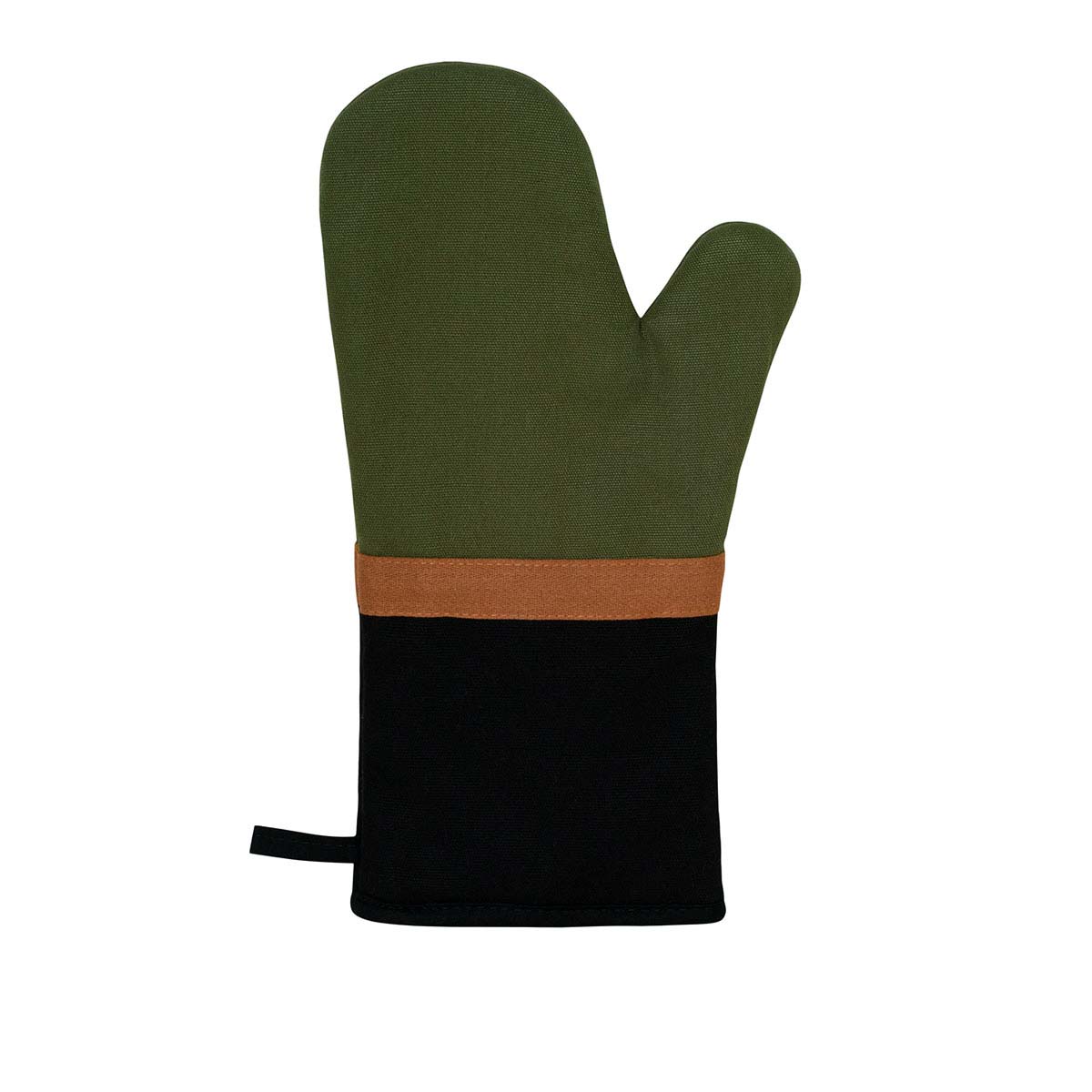 J Elliot Home Selby Cotton Oven Mitt 34 x 15 cm Olive & Black Main image