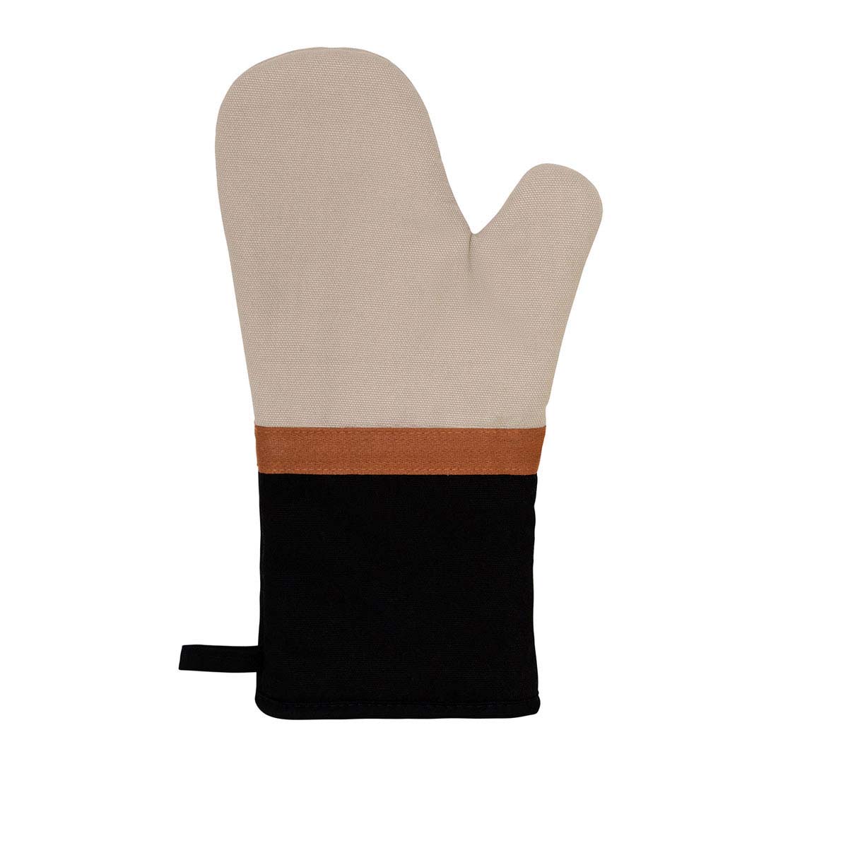 J Elliot Home Selby Cotton Oven Mitt 34 x 15 cm Sandstone & Black Main image