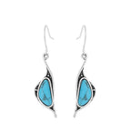 Retro Boho Turquoise Flower Earrings Hook Moonstone Dangle Drop Sapphire Women - 1239