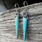 Retro Boho Turquoise Flower Earrings Hook Moonstone Dangle Drop Sapphire Women - 1239
