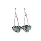 Retro Boho Turquoise Flower Earrings Hook Moonstone Dangle Drop Sapphire Women - 1240