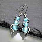 Retro Boho Turquoise Flower Earrings Hook Moonstone Dangle Drop Sapphire Women - 1240