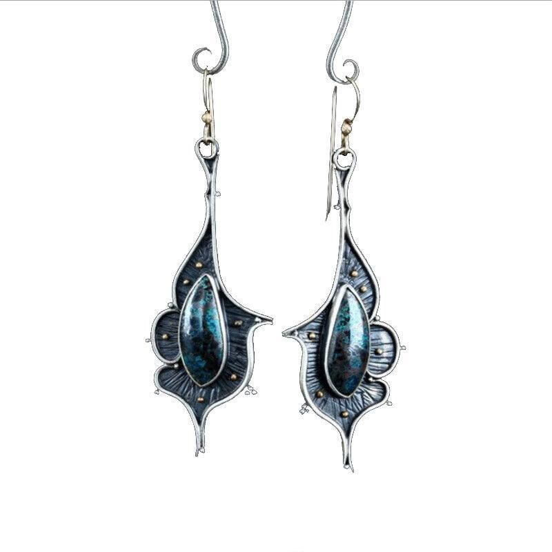 Retro Boho Turquoise Flower Earrings Hook Moonstone Dangle Drop Sapphire Women - 1248 Hauptbild