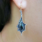Retro Boho Turquoise Flower Earrings Hook Moonstone Dangle Drop Sapphire Women - 1248