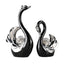 Swan Ceramic Tabletop Ornament Set Home Decor Figurine Gift Room Decoration Art - Black