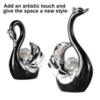 Swan Ceramic Tabletop Ornament Set Home Decor Figurine Gift Room Decoration Art - Black