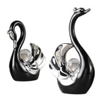 Swan Ceramic Tabletop Ornament Set Home Decor Figurine Gift Room Decoration Art - Black