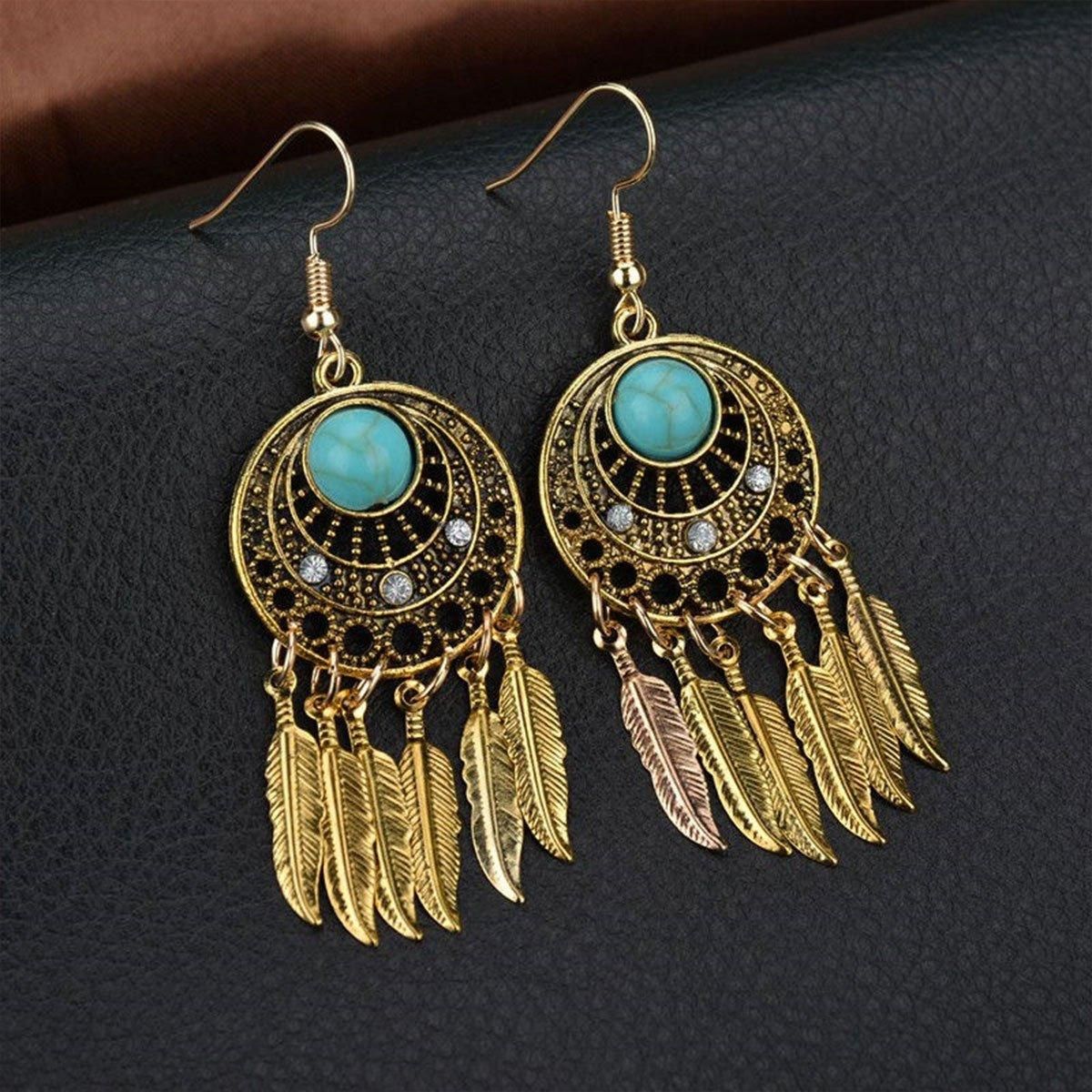 Bohemian Dreamcatcher Tassel Earrings Handmade Fashion Jewellery for Women Gifts - Silver
