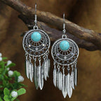 Bohemian Dreamcatcher Tassel Earrings Handmade Fashion Jewellery for Women Gifts - Silver