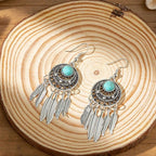 Bohemian Dreamcatcher Tassel Earrings Handmade Fashion Jewellery for Women Gifts - Silver