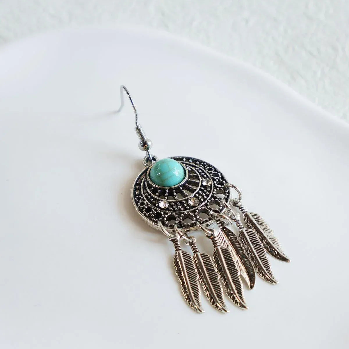 Bohemian Dreamcatcher Tassel Earrings Handmade Fashion Jewellery for Women Gifts - Silver