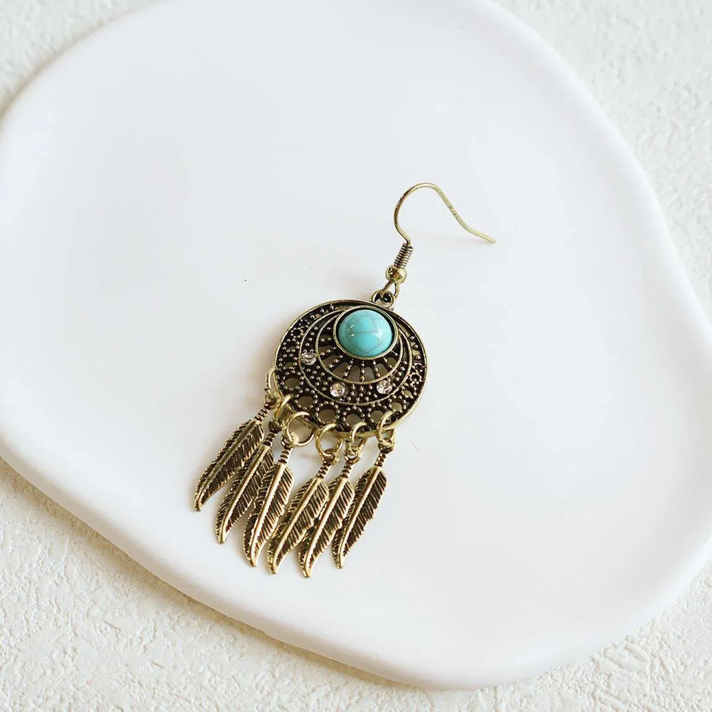 Bohemian Dreamcatcher Tassel Earrings Handmade Fashion Jewellery for Women Gifts - Silver