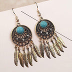 Bohemian Dreamcatcher Tassel Earrings Handmade Fashion Jewellery for Women Gifts - Silver